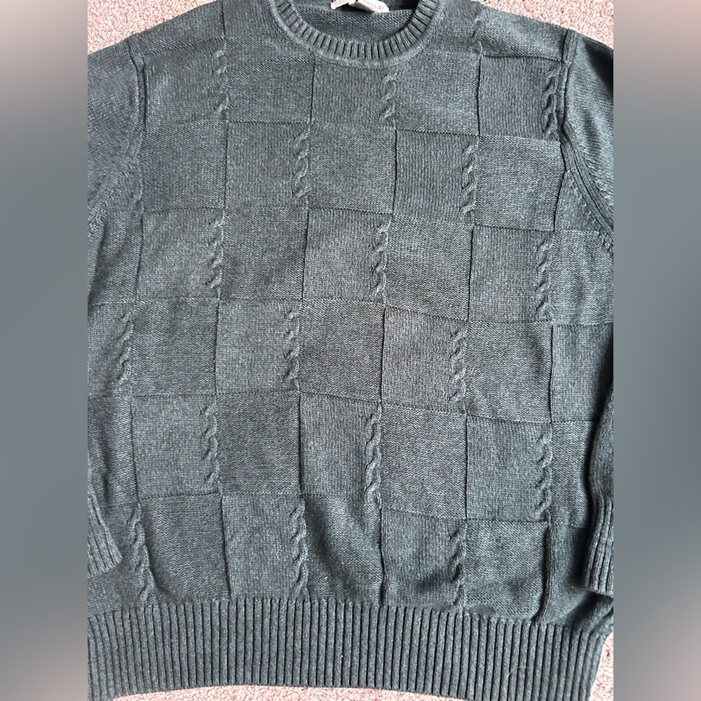 Geoffrey Beene Vintage cable knit pattern sweater in dark green size large - Picture 2 of 7